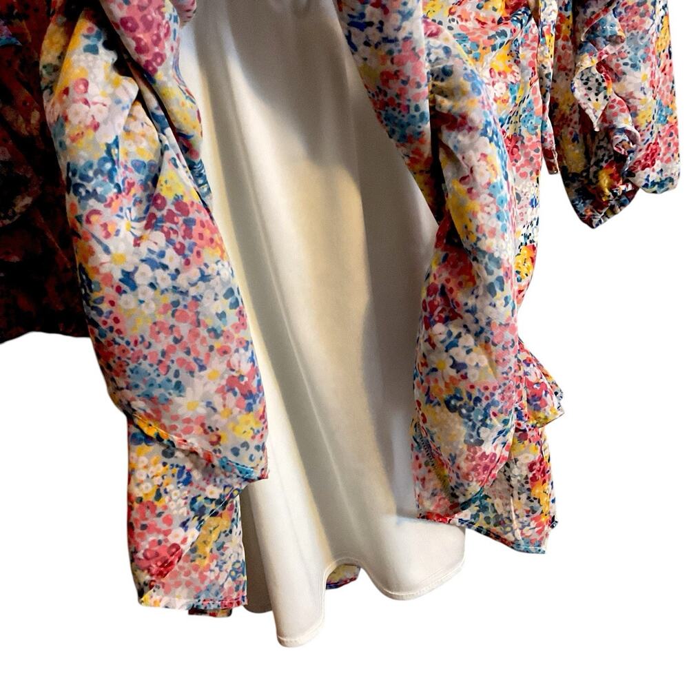 Zara Dress Womens Size XS Tie Neck Ruffle Mini Floral Romantic Boho Peasant - Picture 8 of 14